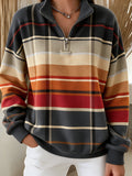 Women'S Plaid Printed Zipper Sweatshirt