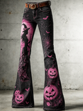 Women's Halloween Art Print Flared Trousers