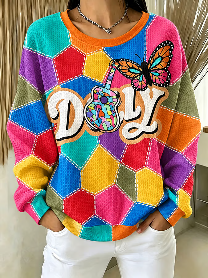 Women'S Casual Printed Long-Sleeve Sweatshirt