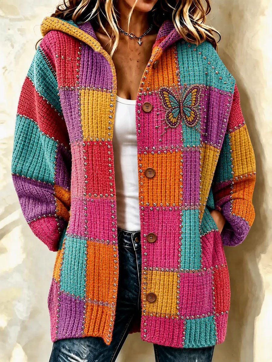 Women'S Butterfly Pattern Casual Sweater Long Cardigan