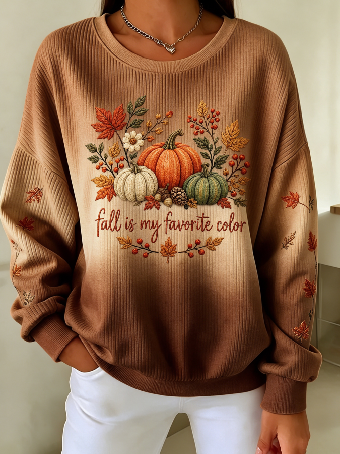 Women Pumpkin Pattern Short Sleeve Tee T-Shirt Crew Neck Vintage Summer Long Sleeve Sweatshirt