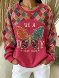 Women'S Casual Printed Waffle Long-Sleeve Top