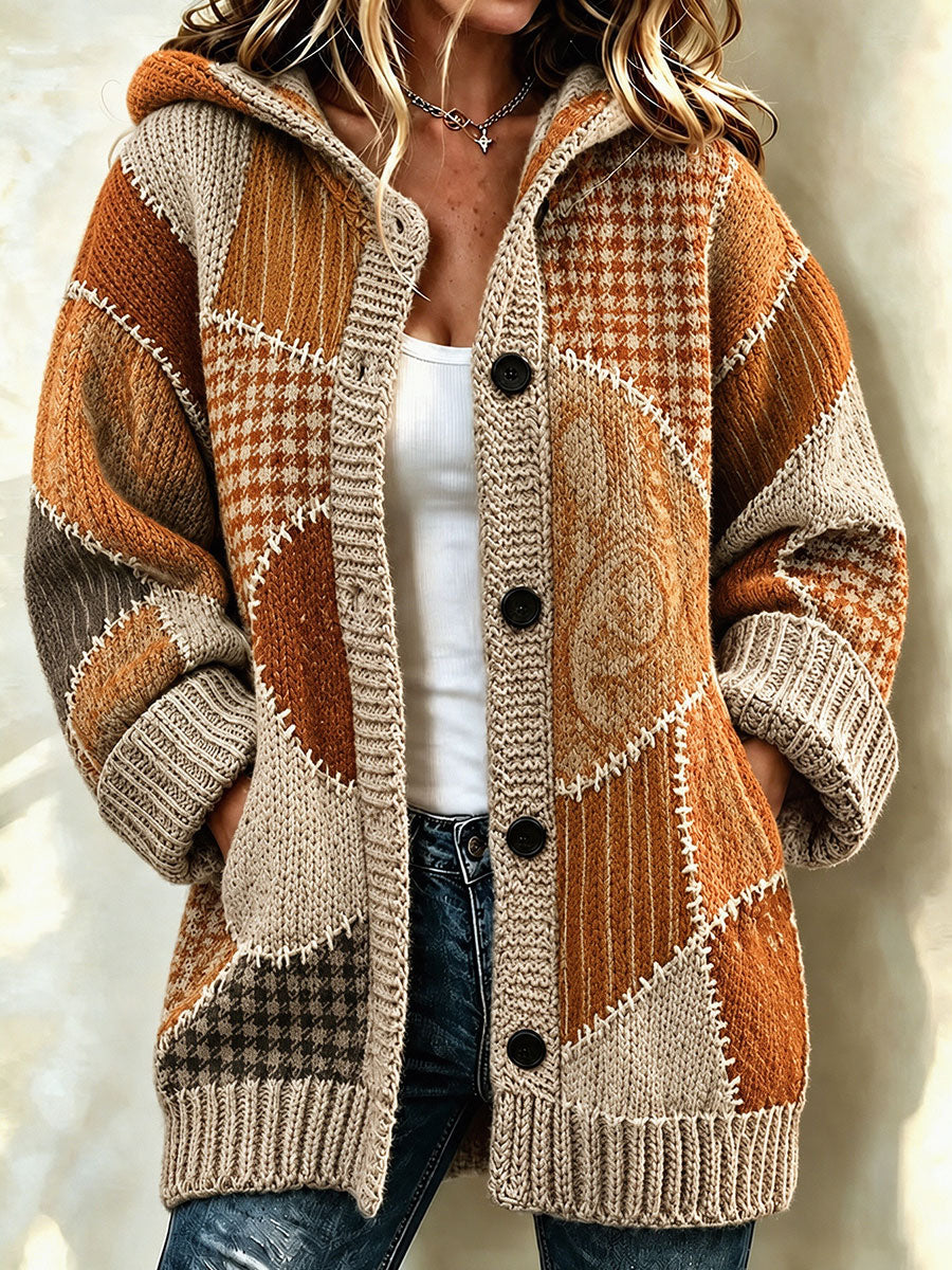Women's Tennessee Country-Style Patchwork Knitted Cardigan