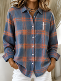 Women'S Plaid Print Lapel Long Sleeve Shirt