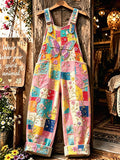 Women's Butterfly Print Faux-Denim Jumpsuit