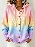 Women's Patchwork Art Knitted Hooded Cardigan