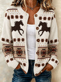Women's Western Style Printed Knitted Cardigan Top