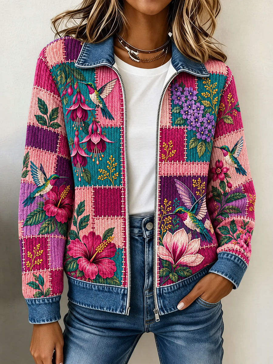 Women's Patchwork Art Knitted Zipper cardigan