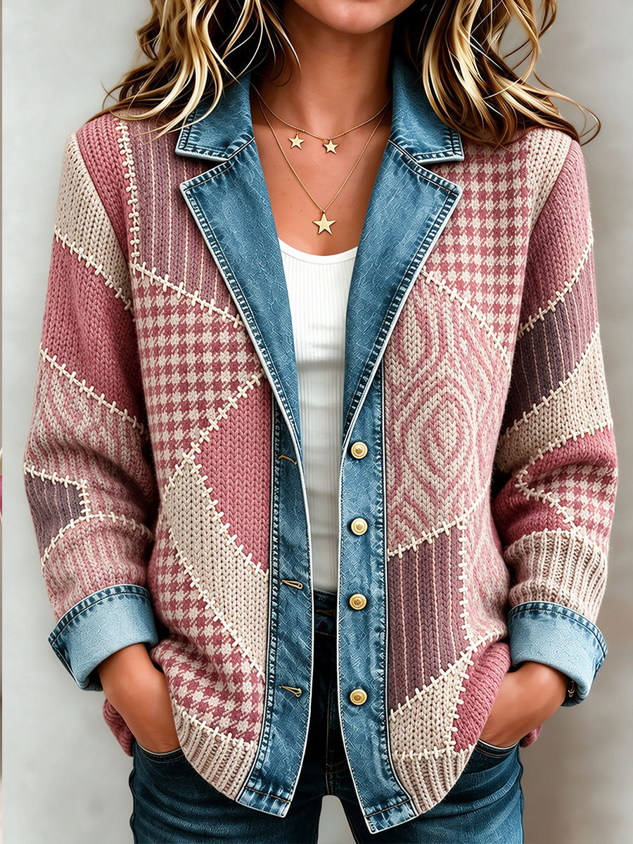 Women's Patchwork Art Knitted Cardigan