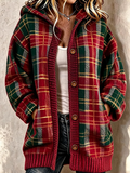 Women'S Christmas Plaid Print Casual Cardigan