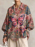 Women's Butterfly & Floral-Themed Knit Sweater