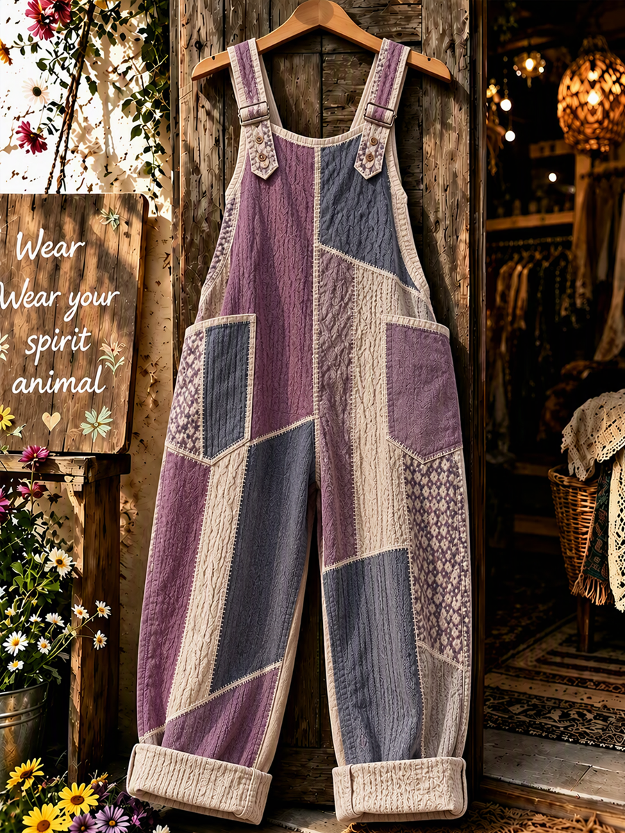 Women'S Patchwork Pattern Print Overalls