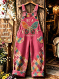 Women'S Art Printed Synthetic Denim Jumpsuit