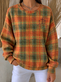 Women'S Checkered Cross Printed Waffle Sweatshirt