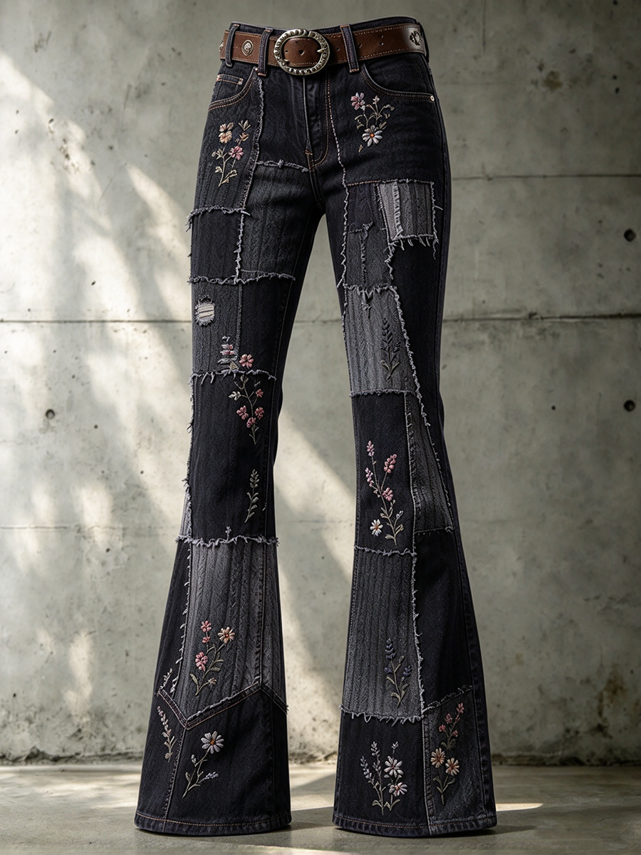 Women's Floral Pattern Jeans