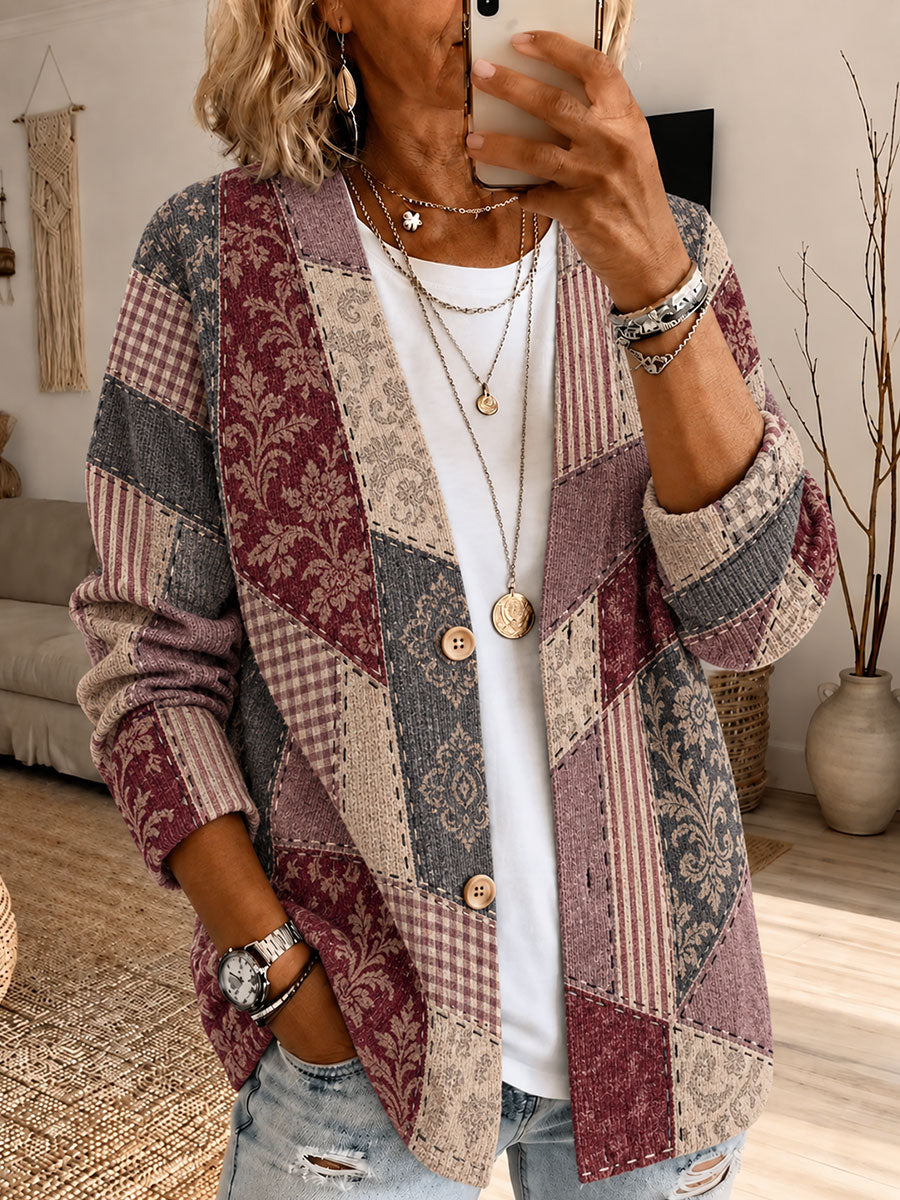 Women's Tennessee Patchwork Art Knitted Cardigan
