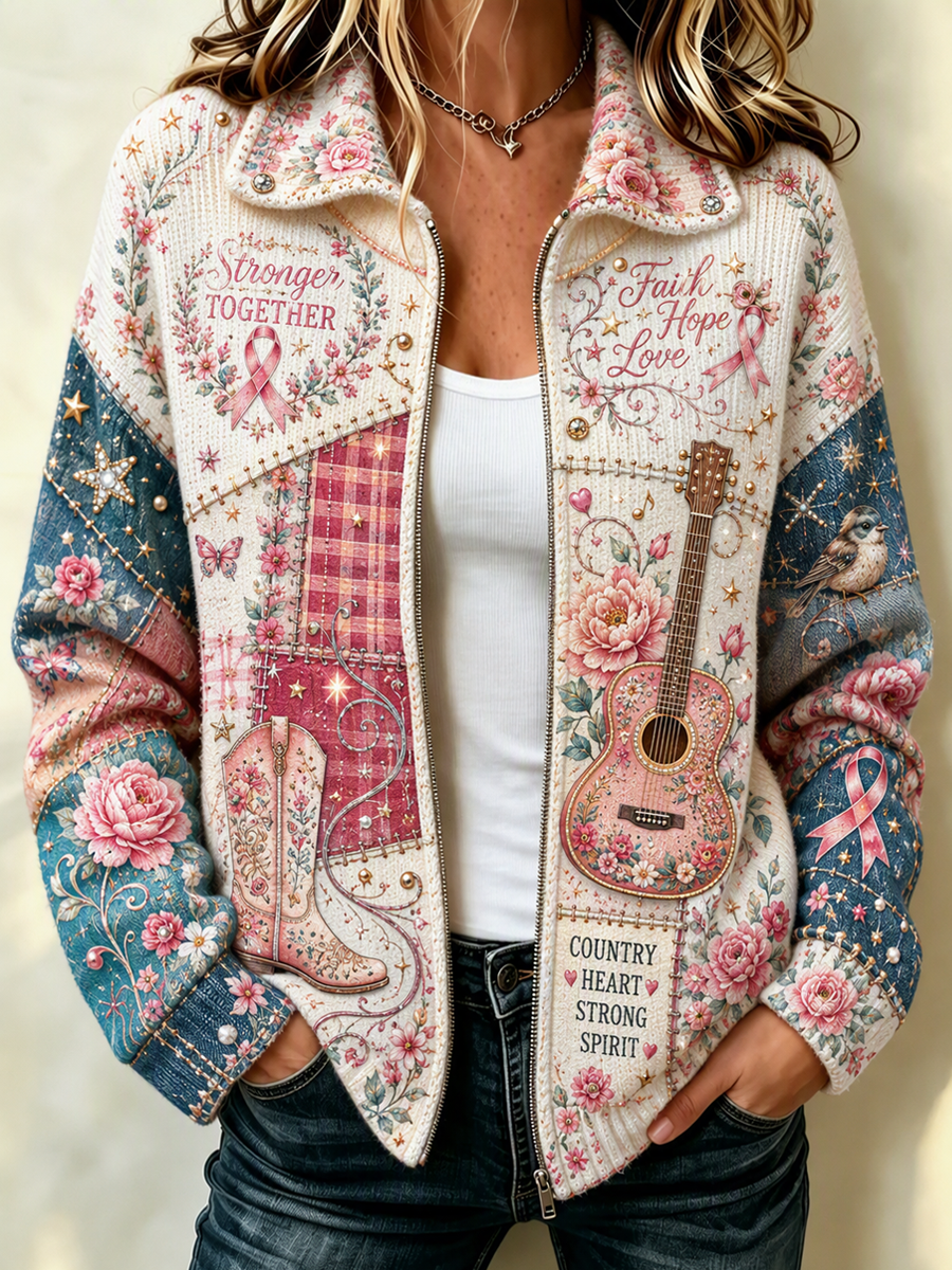 Women'S Retro Butterfly Country Music Flower Printed Cardigan