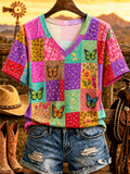 Women's Butterfly Design Print Casual T-shirt