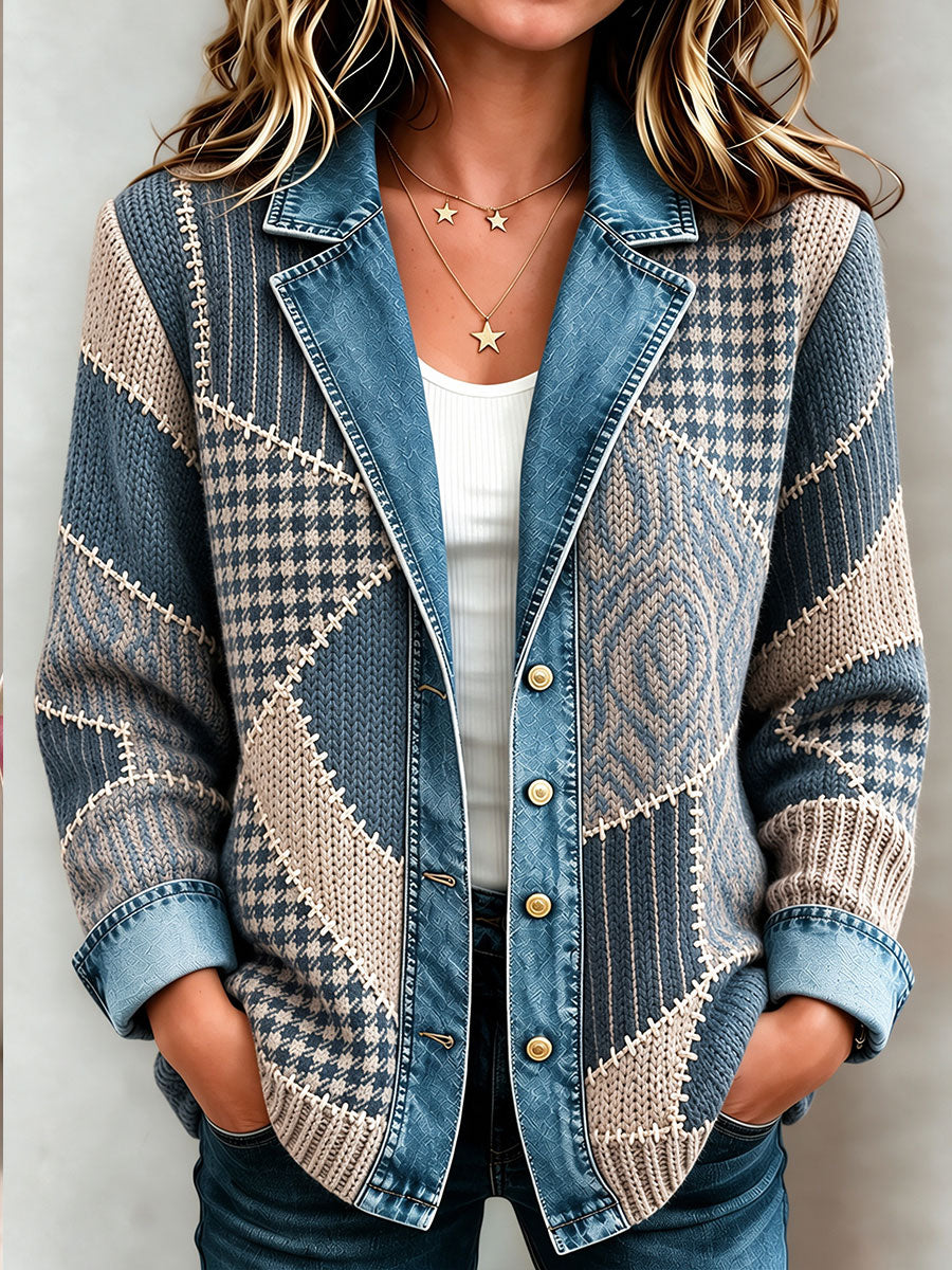Women's Patchwork Art Knitted Cardigan