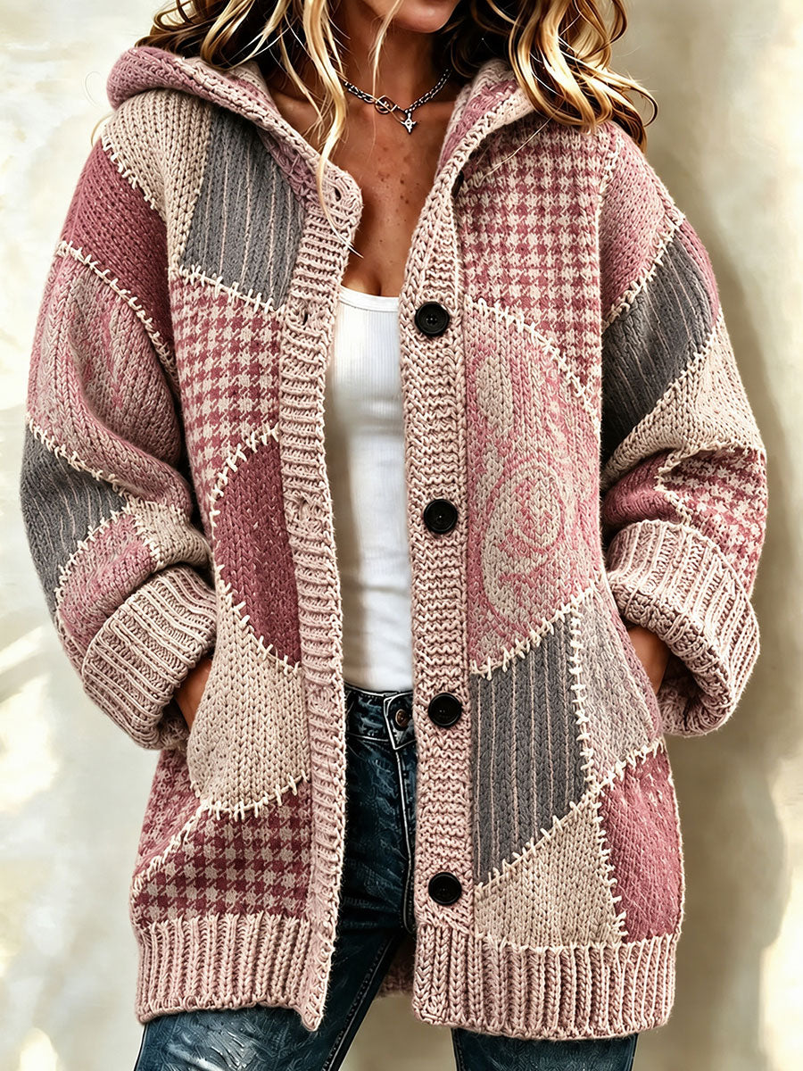 Women's Tennessee Country-Style Patchwork Knitted Cardigan
