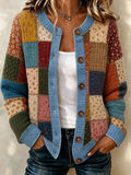 Women'S Patchwork Art Sweater Cardigan