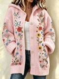 Women'S Butterfly Pattern Casual Sweater Long Cardigan