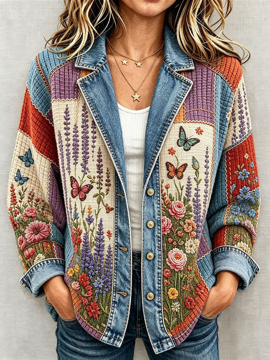 Women's Patchwork Art Knitted Cardigan