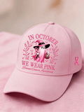IN OCTOBER WE WEAR PINK Pink Ribbon Printed Hat