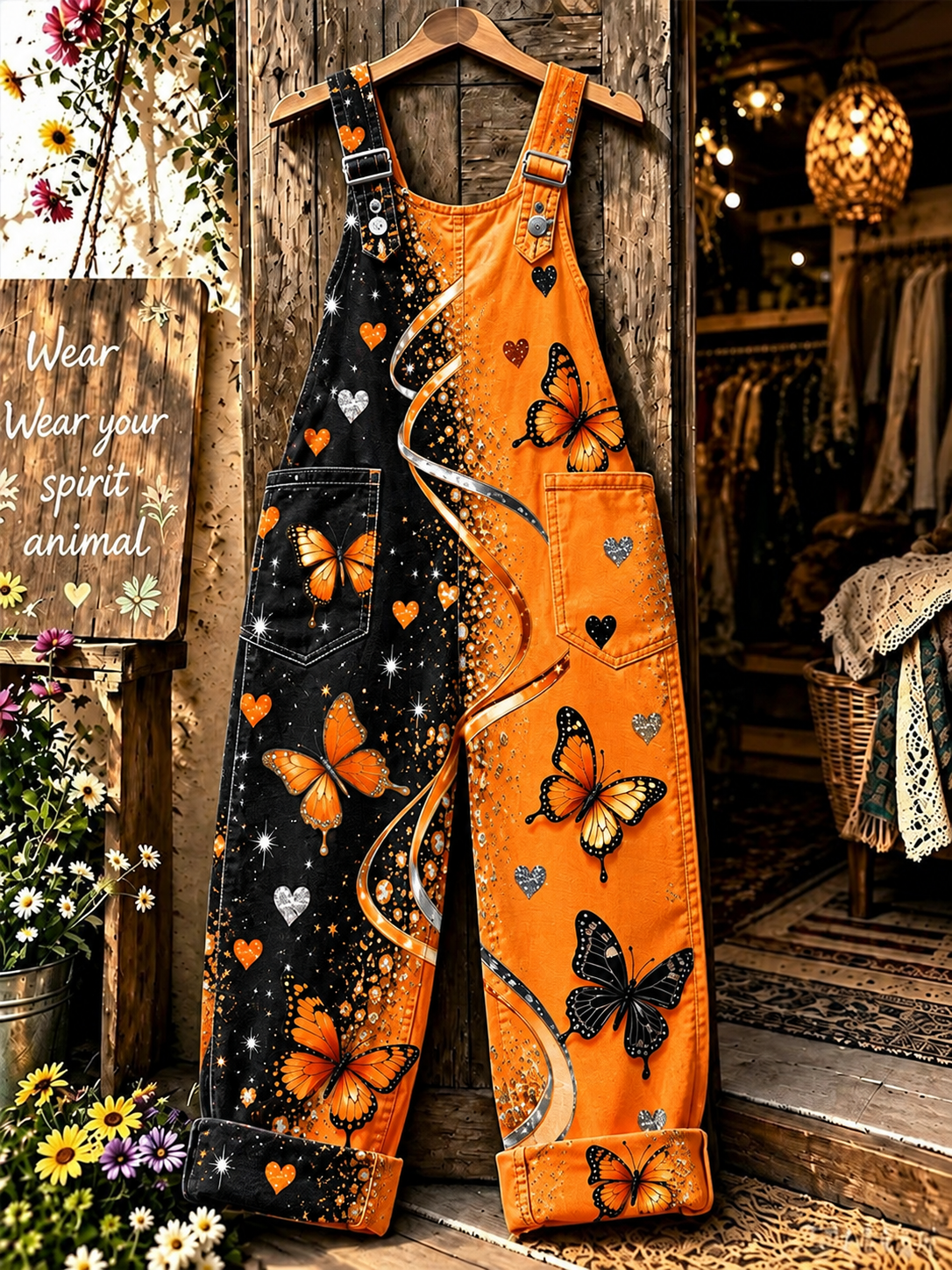 Women's Retro Breast Cancer Awareness Print Overalls