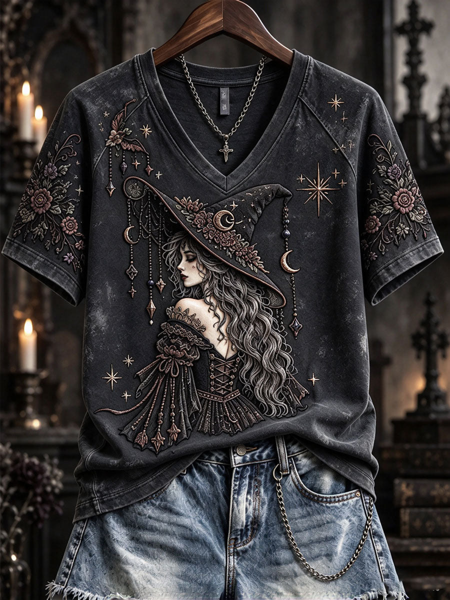 Women'S Halloween Witch V-Neck T-Shirt