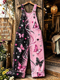 Women's Retro Breast Cancer Awareness Print Overalls