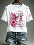Women'S Casual Pink Hummingbird Printed T-Shirt
