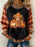 Women'S Highland Cow Printed Casual Long Sleeve Top