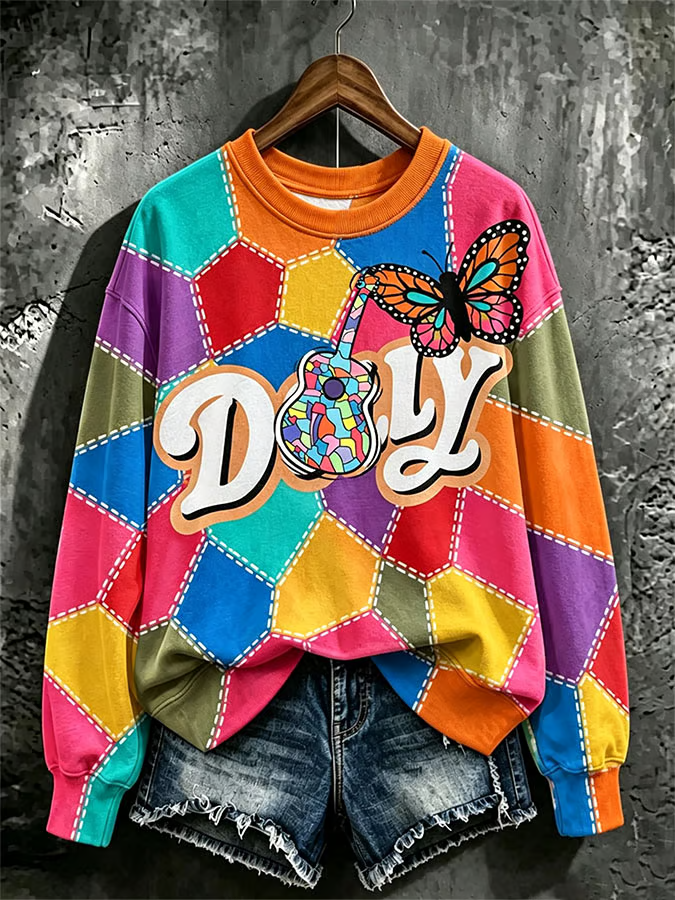 Women'S Casual Printed Long-Sleeve Sweatshirt
