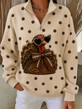 Women's Casual Thanksgiving Turkey  Football Print Top