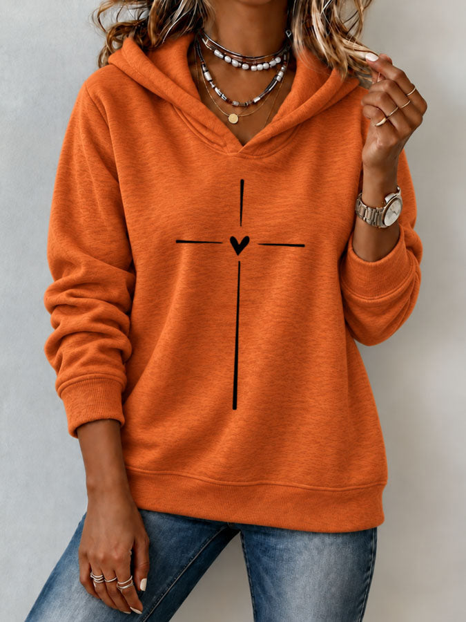 Women'S Cross Printed Hoodie