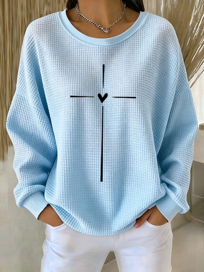 Women's Faith Cross Waffle Sweatshirt