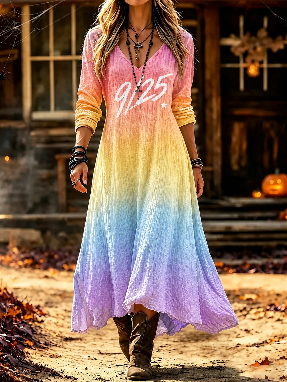 Ladies' Butterfly Pattern Casual Dress