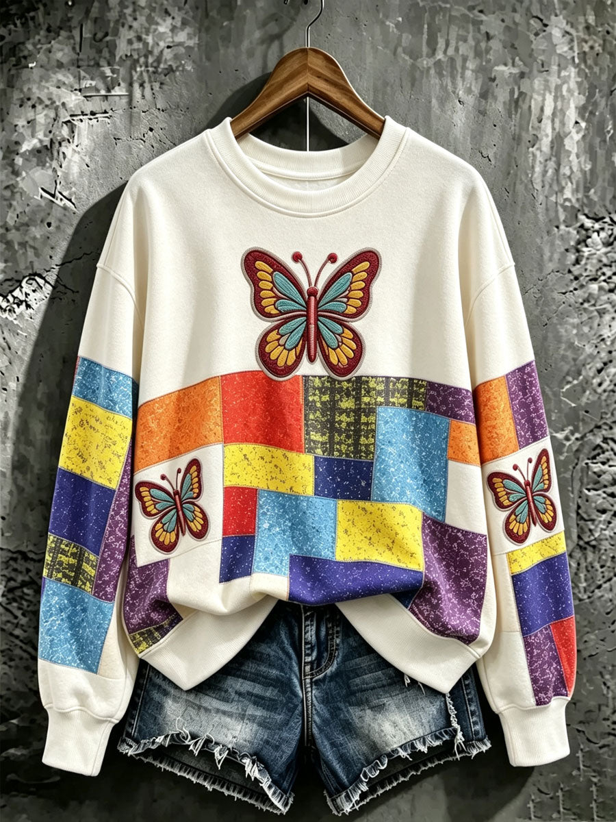 Ladies' butterfly patterned casual hoodie