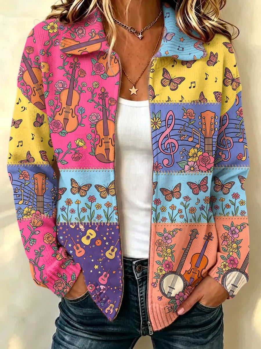 Women'S Legendary Singer Commemorative Printed Knitted Cardigan