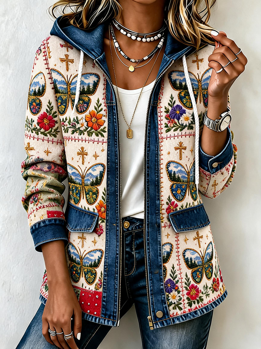 Women'S Casual Floral Print Jacket