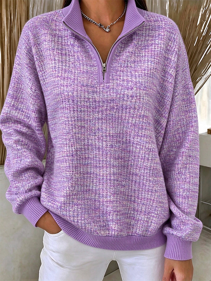 Women'S Breast Cancer Collared zip-up sweatshirt