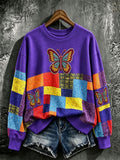 Ladies' butterfly patterned casual hoodie
