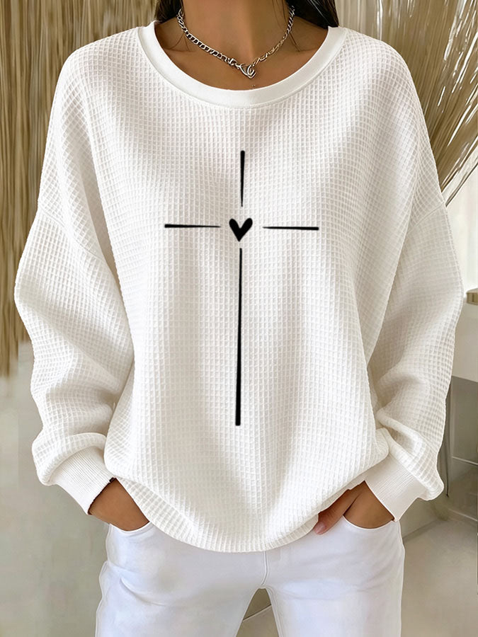 Women's Faith Cross Waffle Sweatshirt