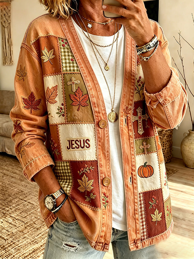 Women'S Autumn Faith Printed Casual Cardigan