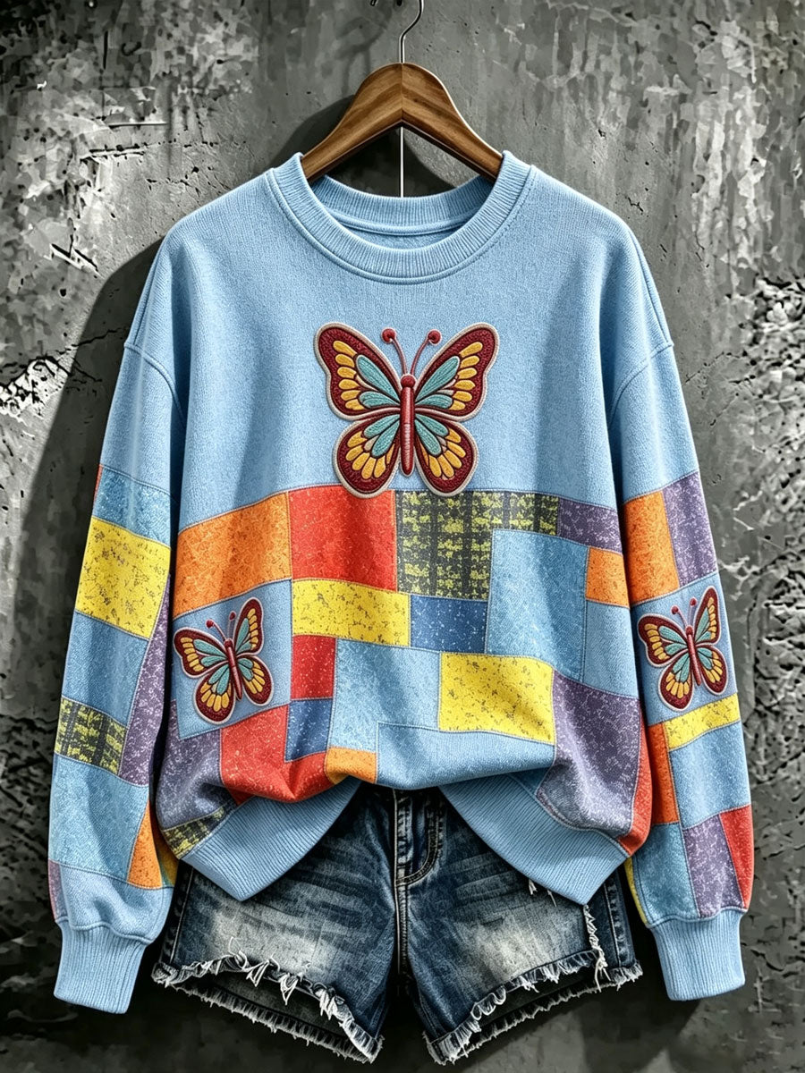 Ladies' butterfly patterned casual hoodie