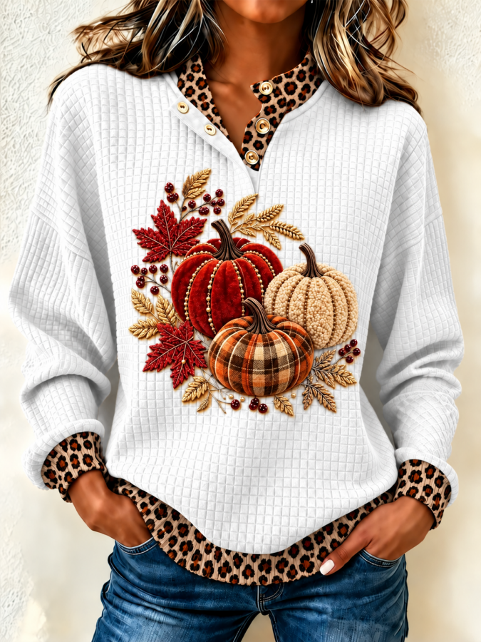 Women'S Pumpkin Printed Pullover Sweatshirt