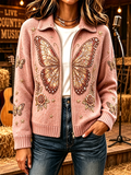 Women's Vintage Butterfly Print Cardigan