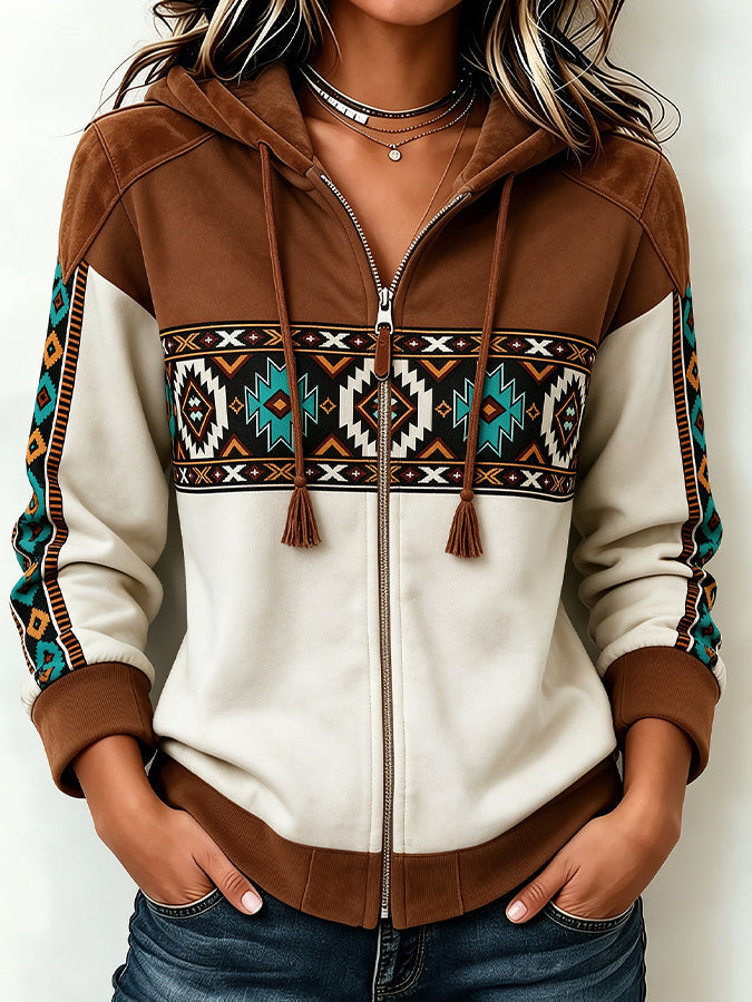Women'S Western Aztec Printed Casual Top