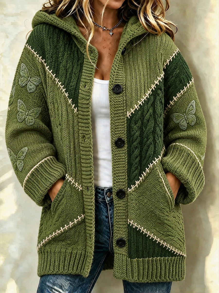 Women's Tennessee Country-Style Patchwork Knitted Cardigan